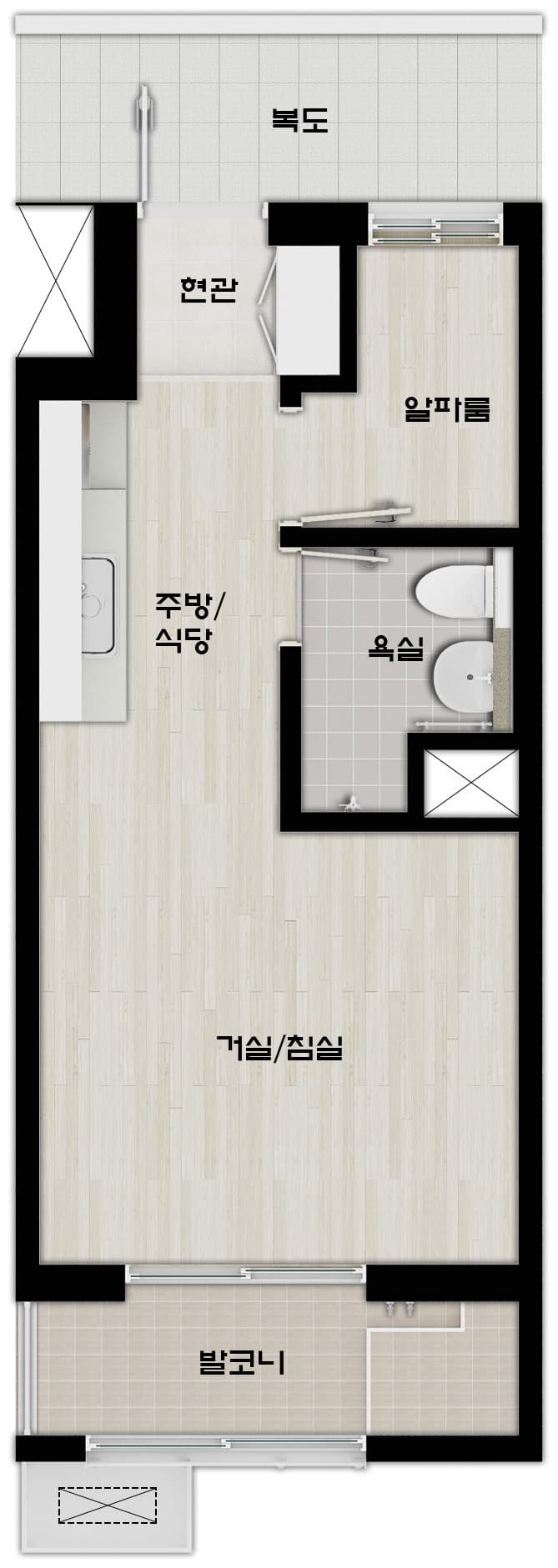 A82블록(28단지) 26AS (주거약자)형 평면도 (26㎡)
