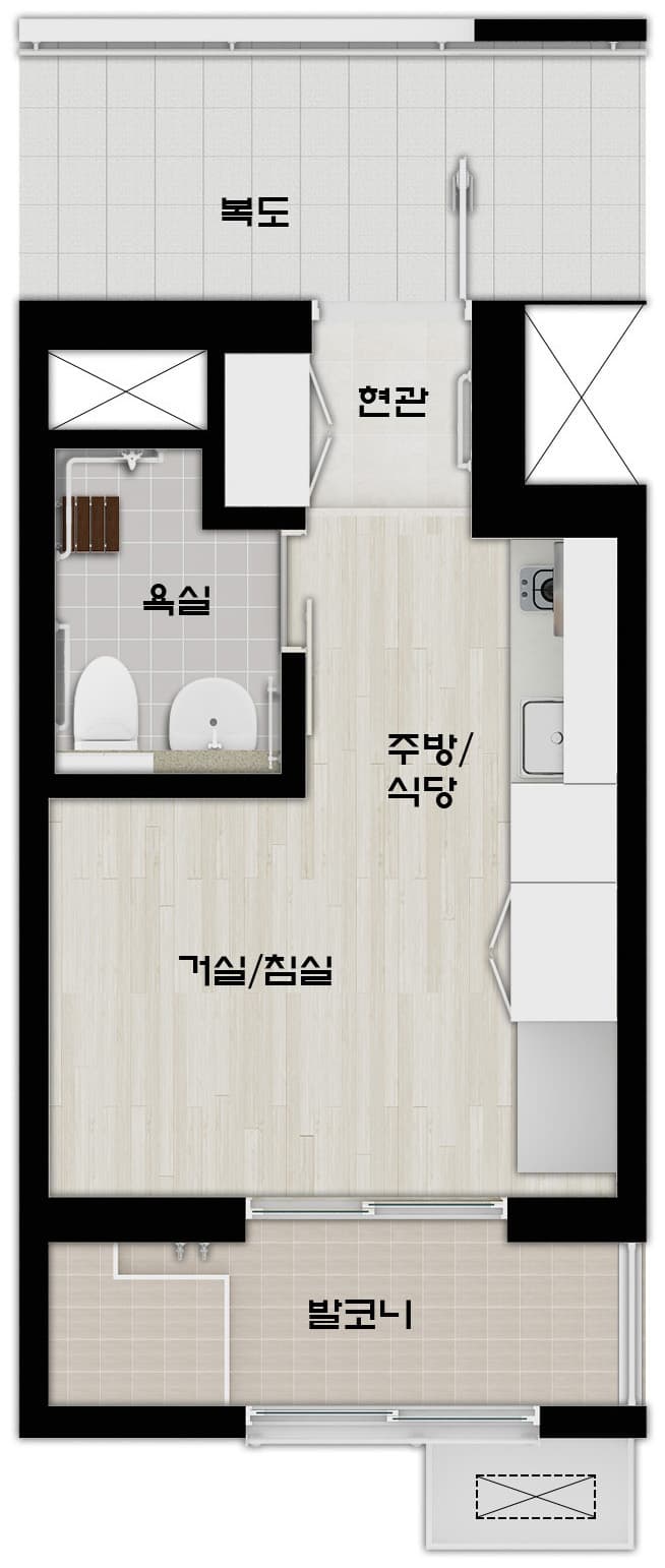 A82블록(28단지) 16AS (주거약자)형 평면도 (16㎡)