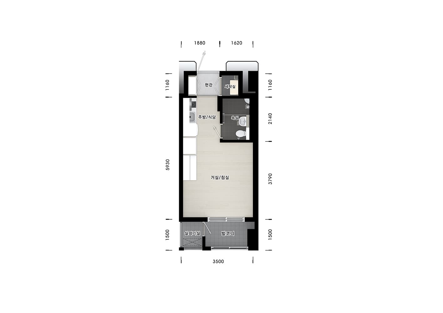 A54블록(38단지) 21Aa/21Ab형 평면도 (21㎡)