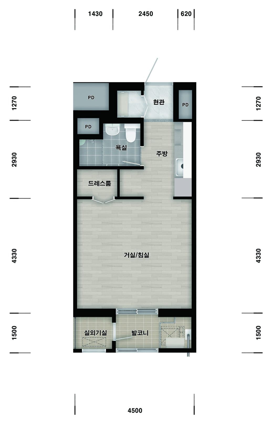 전남광주통합특별시 담양군 담양읍 삼만리 1241 31A1형 평면도 (31㎡)